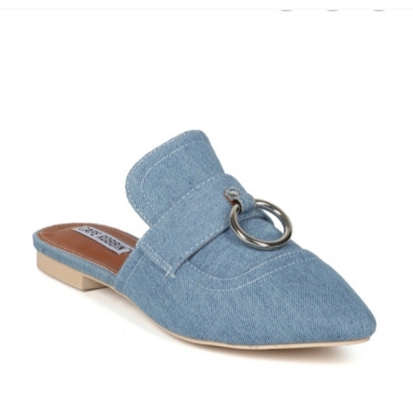 Anthro Cape Robbin Denim Ring Mule Pointed Loafers 8 - Picture 4 of 7